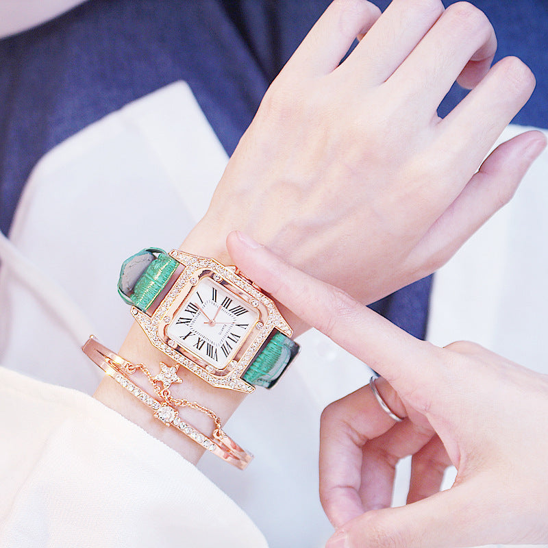 Women's fashion watch bracelets set INS style  Harajuku Preppy  Style Elegant Belt Fresh Mori Artistic style basic versatile