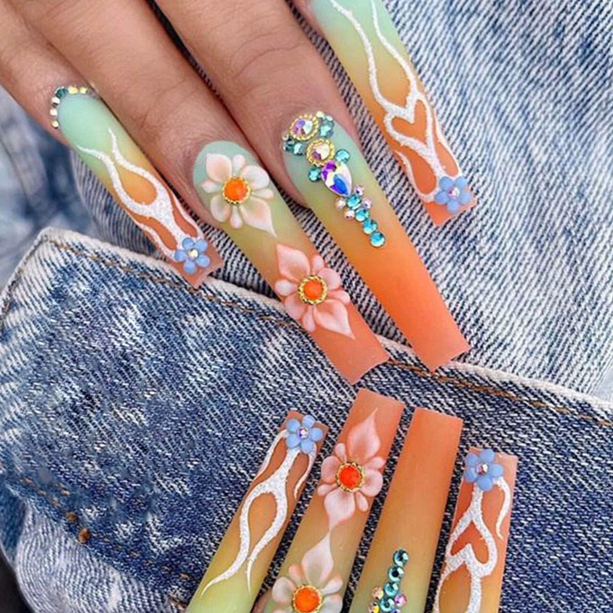 (Hand made nail) Kardashian, European and American Spicy Girl, Little Red Book, Dark Super Long, Internet Celebrity Cross border Nail Art, Detachable and Reusable Nail