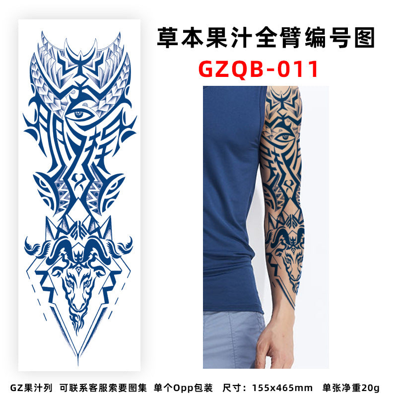 Free shipping Tattoo Factory in Stock Wholesale Herbal Juice Full Arm Tattoo Sticker Waterproof Sweat-Proof Imitation Tattoo Semi Permanent Tattoo Sticker
