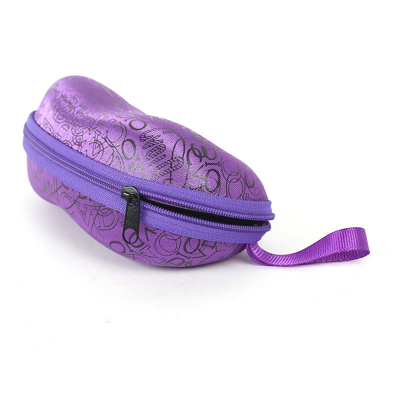 Women's fashion glasses 跨境专用EVA眼镜盒 抗压拉链盒花生亮字母 眼镜盒 太阳镜盒墨镜