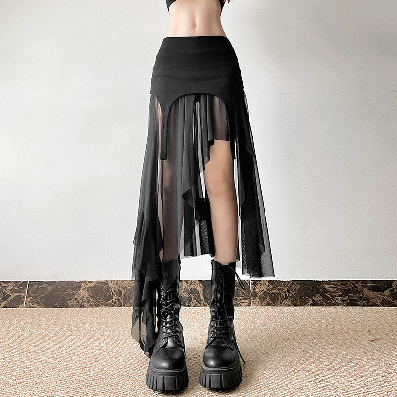 Free shipping  summer new women's clothing solid color slim fit street fashion high waist irregular skirt women dress