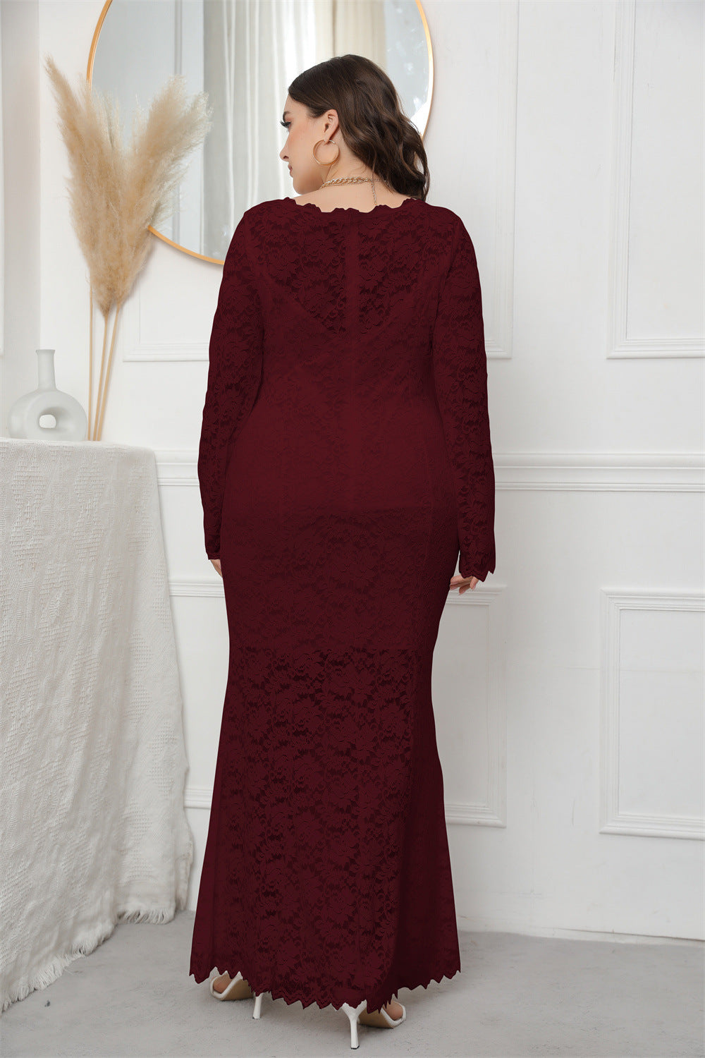 Fashion women's wear 2024  plus Size Women's Clothing New   Cross Border Foreign Trade Lace Fishtail Evening Dress Dress Sq0208