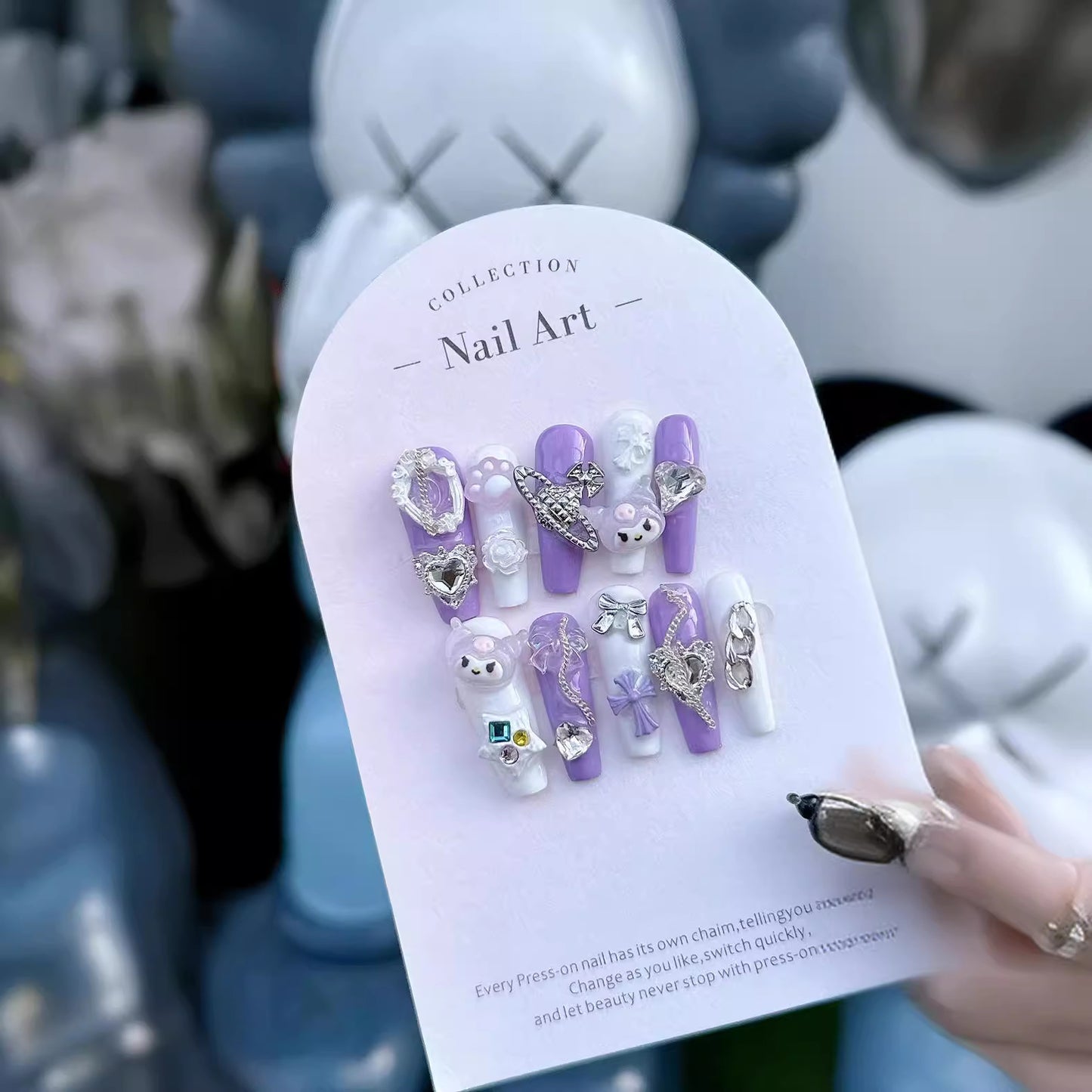 Fake Nails Nail Stickers Dream Purple Princess Style Clow M Hot Girl Wear Armor Handmade Can Be Repeatedly Made