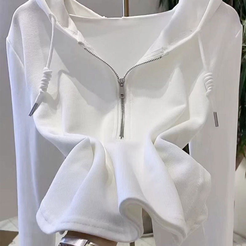 Fashion women's wear Irregular Solid Color Hooded Sweater for Women 2023 Autumn New Fashionable Long Sleeve T-shirt Women's Bottoming Shirt Top Ins Fashion