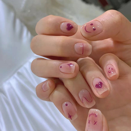 甜辣少女穿戴甲可爱指甲贴片腮红美甲片极简假指甲美甲贴片成品甲