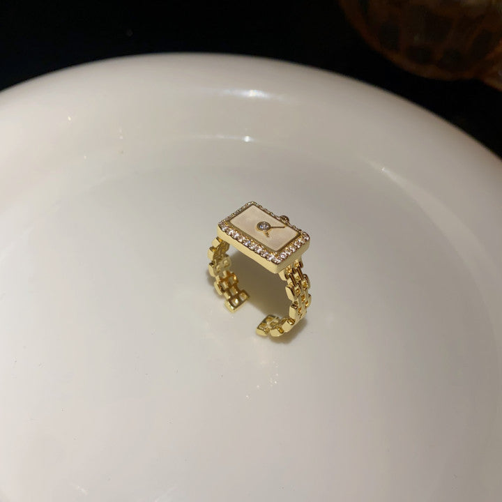 简约锆石几何开口戒指轻奢小众高级感食指戒网红百搭时尚手饰批发