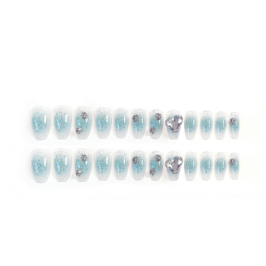 Fashion  nail Pure Desire Nail Beauty Piece Fake Nail Patch Wear Nail Finished Product Nail Tip Nail Tip Rhinestone Love Nail Stickers Remove Nail X72