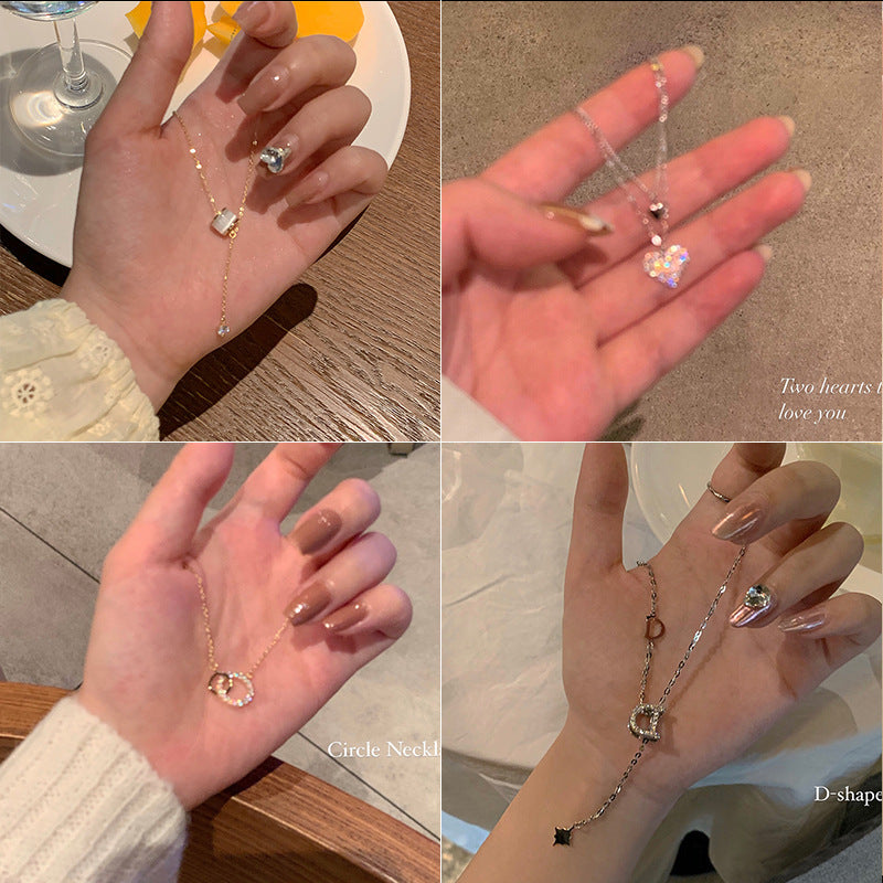 气质高级感珍珠项链女 小众设计轻奢锁骨链爱心吊坠百搭项饰批发