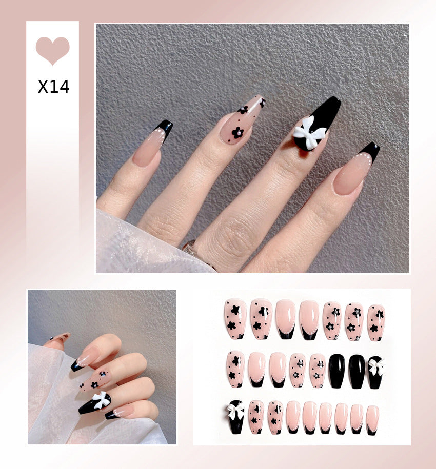 Fashion  nail Fake Nails Crystal Iced Butterfly Nail Art Nail Patch Bow Ballet Rhinestone Nail Beauty Nail Tip Wear Nail