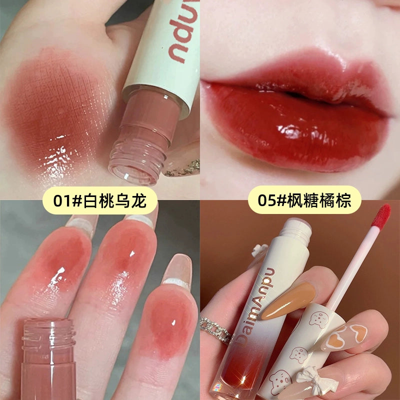 小熊口红唇釉镜面水光玻璃唇蜜持久不掉色沾杯学生显白流行嘟嘟唇口红