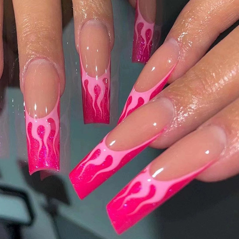 (Hand-made nail) super long hot girl wears nail chips, glitter nail patches, fake nail stickers, and finished products, sexy and exaggerated, European and American style wearables