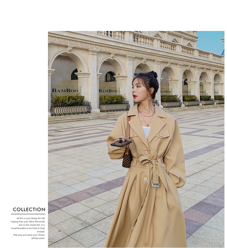 Fashion women's wear Real Shot Large Skirt Windbreaker Dress Women's Mid-Length 2024 Autumn and Winter Clothing New Waist Trimming Fashion Fashion Coat