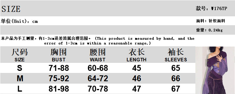 Free shipping  new slanted shoulder long-sleeved printed splicing mesh slim short women's tops