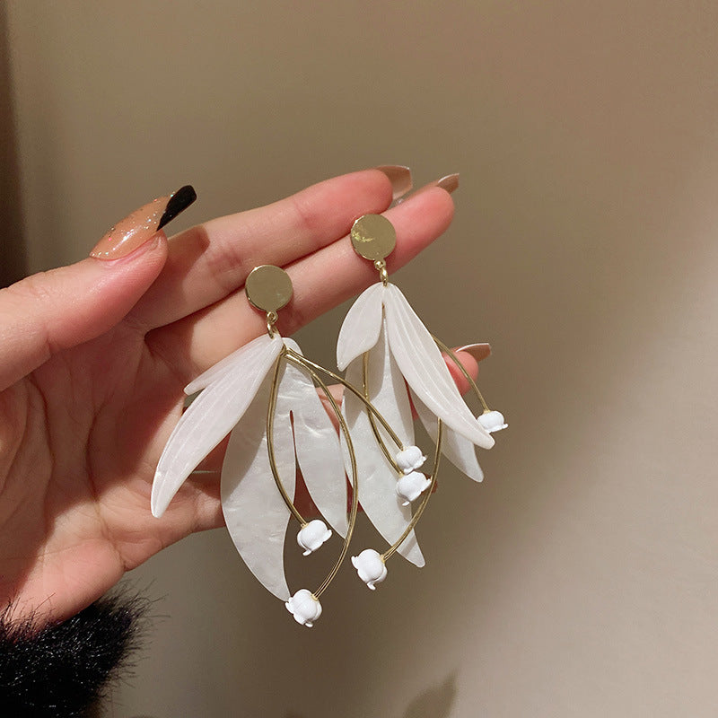 银针花朵珍珠流苏耳环时尚个性设计感耳钉小众优雅高级感耳饰批发