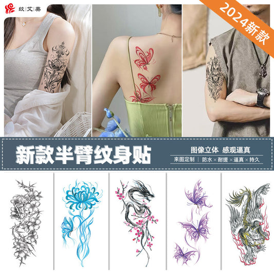Free shipping Tattoo Small Full Arm Tattoo Sticker Waterproof Sweatproof Half Sleeve Men's and Women's European and American Color Black and White Flower Tattoo Water Transfer Stickers Wholesale