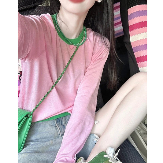 Dopamine tops Free shipping Tattoo Dopamine pink ice silk knitted sunscreen air-conditioning blouse women's summer thin breathable temperament shawl top