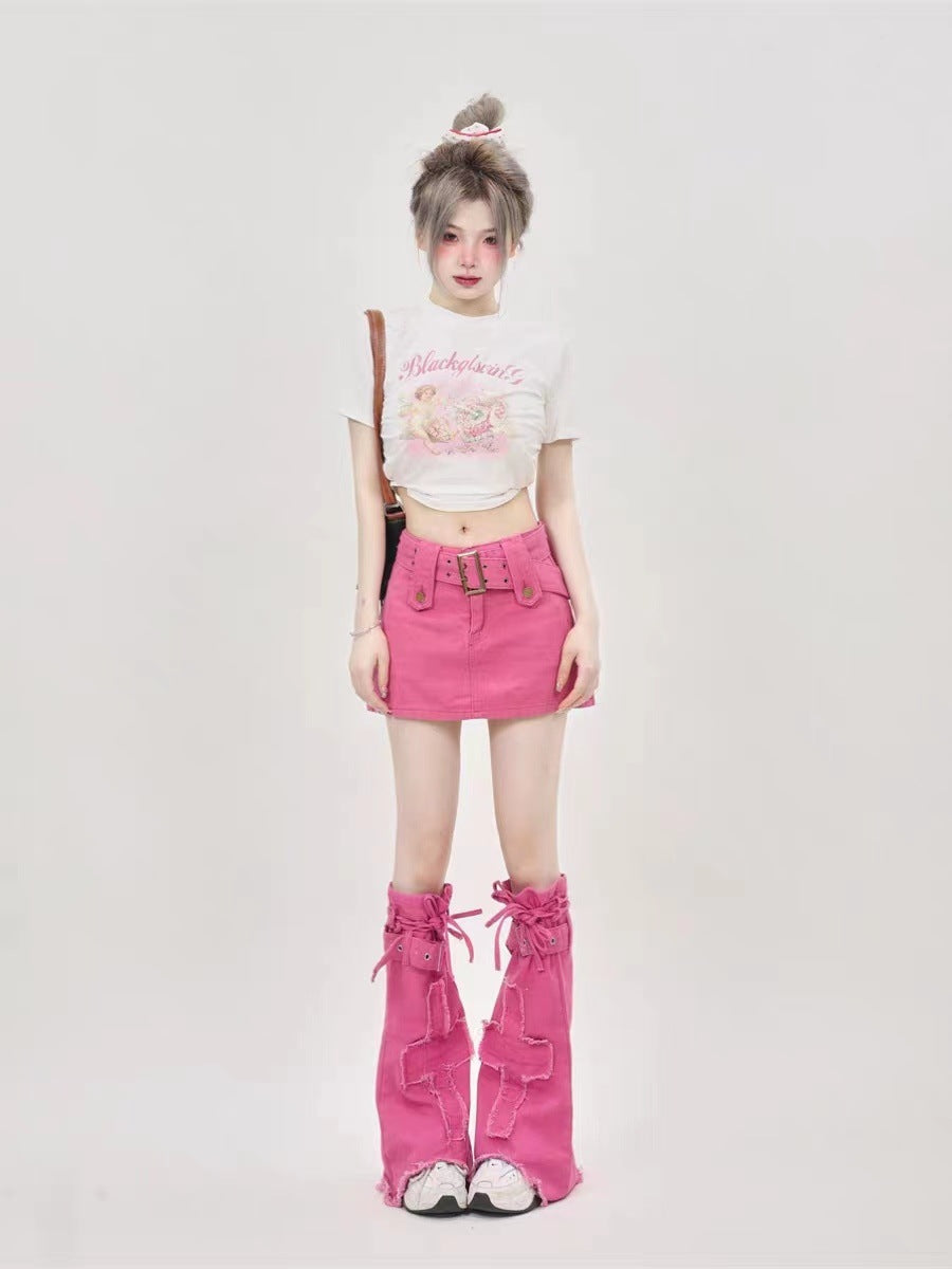 Free shipping  dopamine sweet cool wind fried street pink leg cover jeans cover women's summer new thin legs Mori outer wear pants