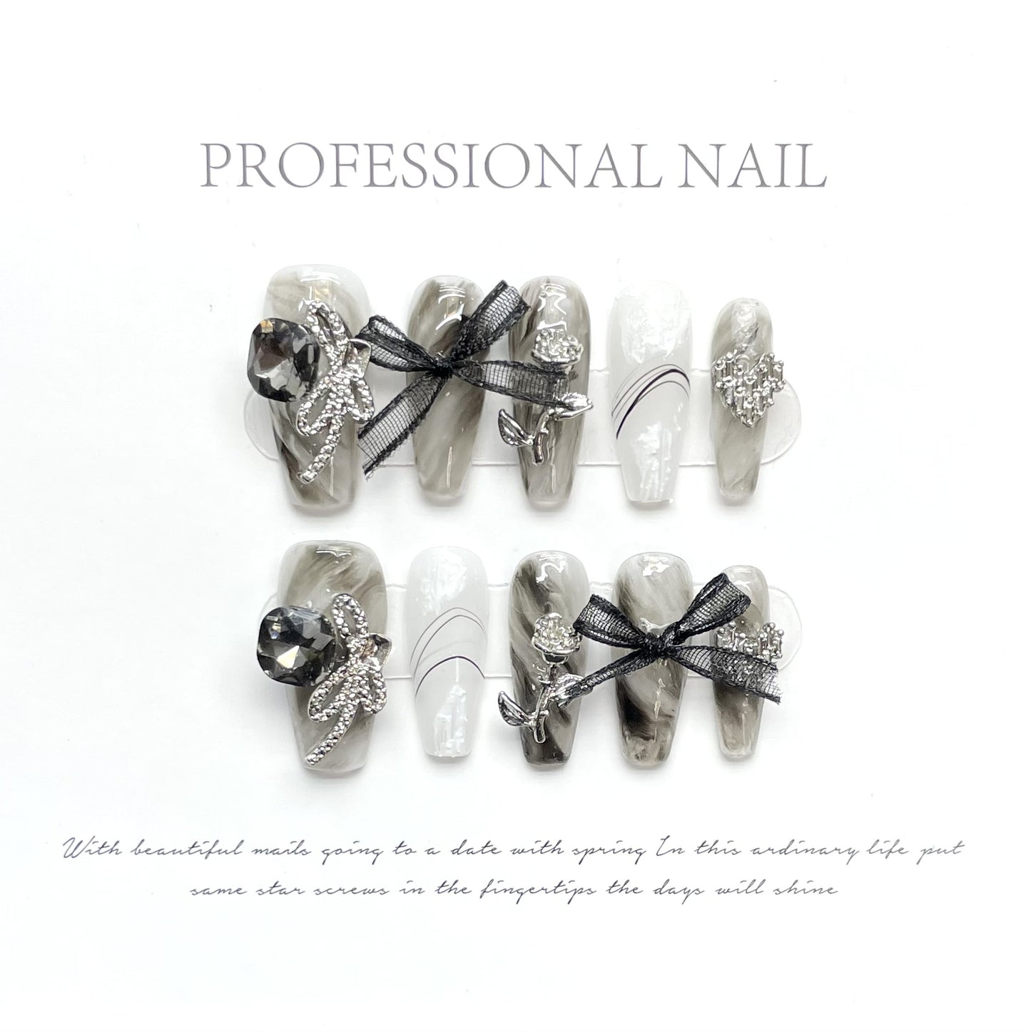 (reusable nail)Handmade Wearing Armor New Real Shot Black Lover Double Butterfly Black Camellia Blossom Internet Popular Popular Style Wholesale Delivery