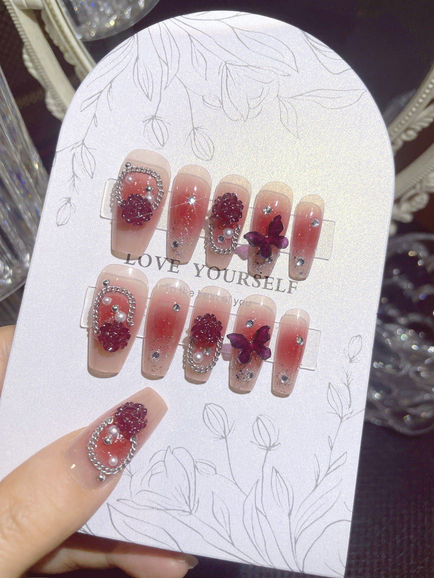 Fashion  nail Wear Armor Nail Stickers Nail Patch Fake Nails Removable Rose Butterfly Armor Nail Sticker A27
