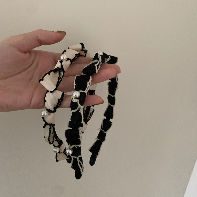 头饰发箍ins风简约珍珠蝴蝶结发箍日韩风少女心气质头箍个性潮甜美发饰女