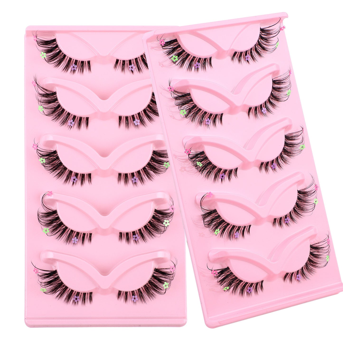 5 pairs of Fox Tie transparent stem false eyelashes naturally cute colorful flower sequin false eyelashes