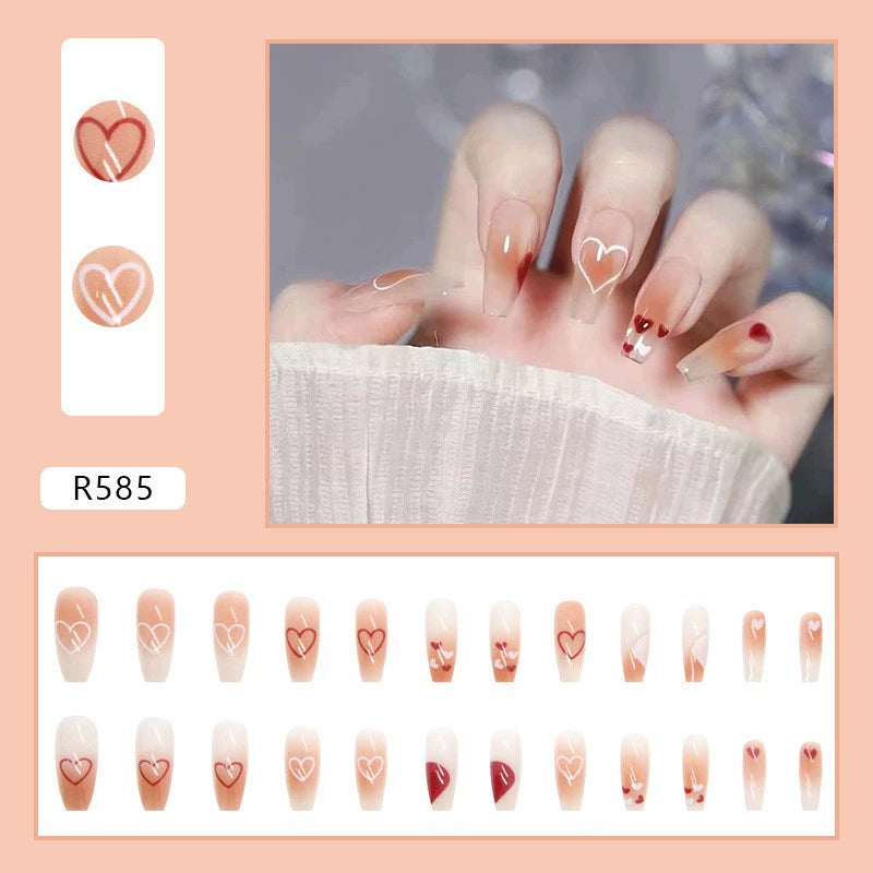 (Hand-made nail) French nail armor long black small fragrance simple white high-grade sense nail piece bride pregnant woman finished product.