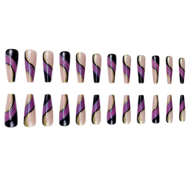 (Hand made nail) European and American long INS style wearable nail patches, fake nail patches, diamond flame heart nail patches, finished product