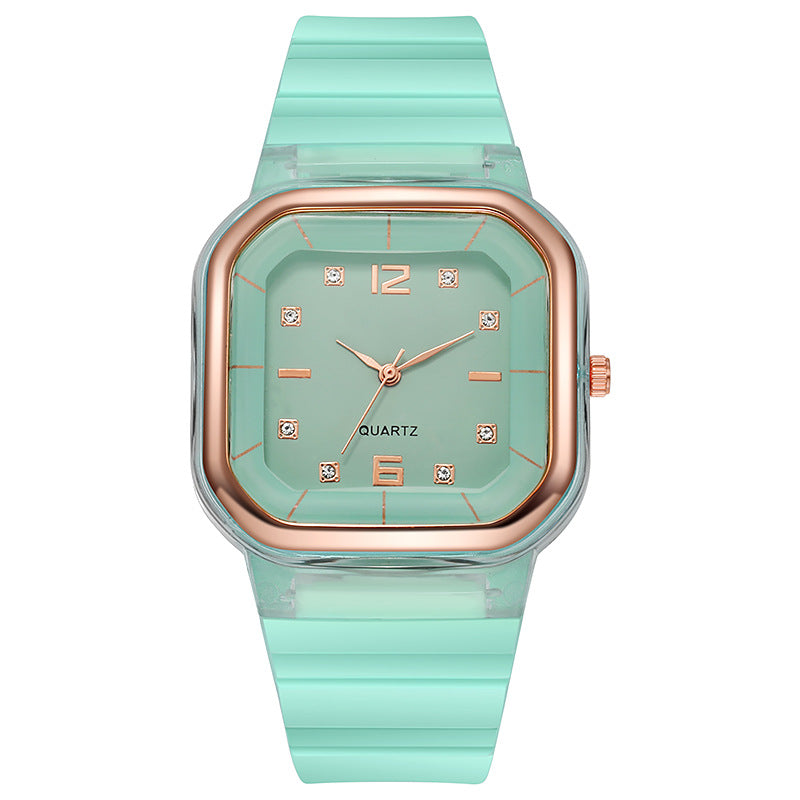 Fashion women's watchSpring and Summer Watch Women's Square Watch Student Children's Watch Silicone Diamond Fashion Wholesale Women's Watch