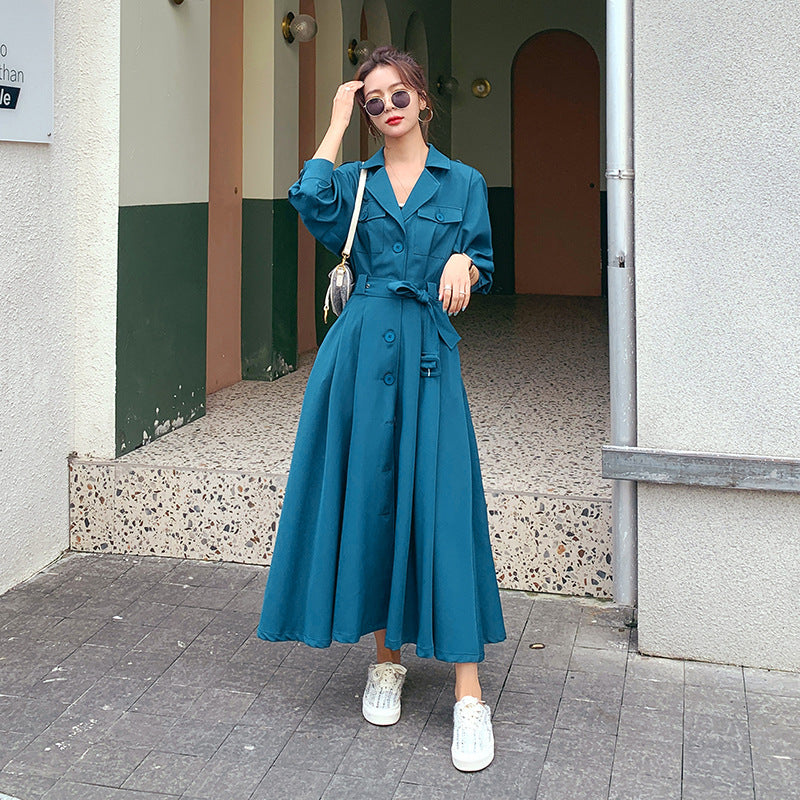Fashion women's wear Real Shot Large Skirt Windbreaker Dress Women's Mid-Length 2024 Autumn and Winter Clothing New Waist Trimming Fashion Fashion Coat