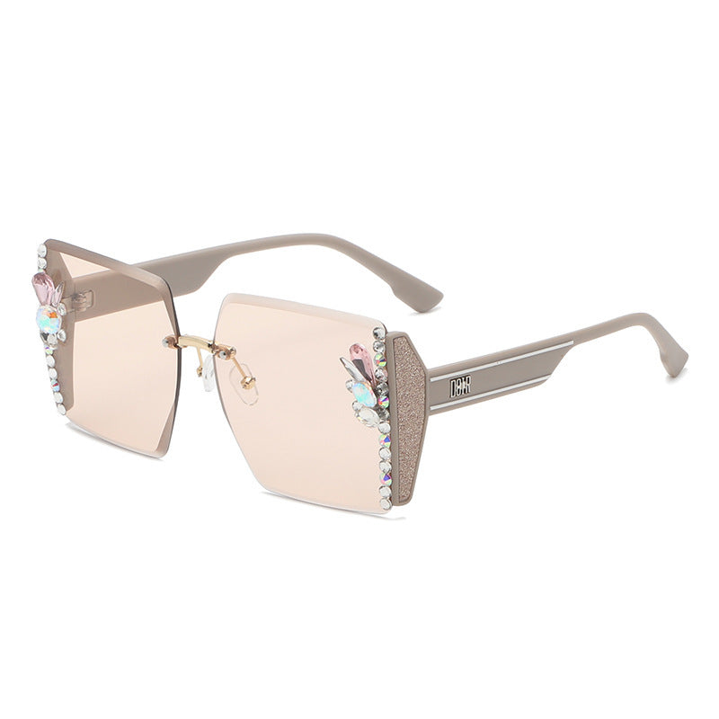 Women's fashion glasses 大框切边方框墨镜女闪粉满天星高级感休闲百搭女士太阳镜防紫外线