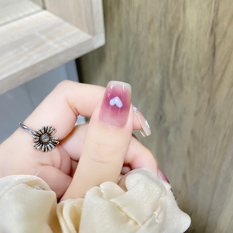 纯欲葡萄穿戴甲爱心指甲贴片紫色美甲片小花假指甲美甲贴片成品甲