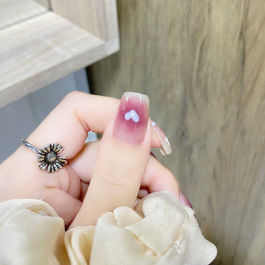 纯欲葡萄穿戴甲爱心指甲贴片紫色美甲片小花假指甲美甲贴片成品甲