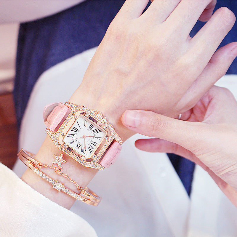Women's fashion watch bracelets set INS style  Harajuku Preppy  Style Elegant Belt Fresh Mori Artistic style basic versatile