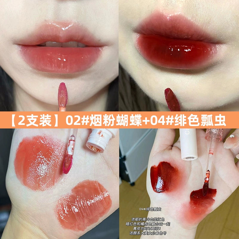 镜面水光玻璃口红唇釉女持久不易掉色口红平价学生番茄奶茶色泡泡唇釉