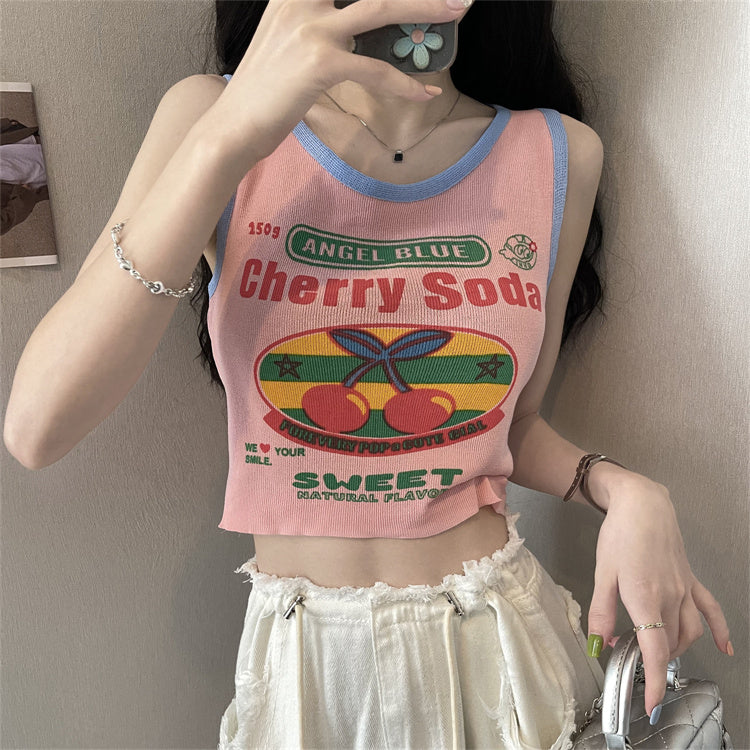 Dopamine tops Free shipping Tattoo Pink suspender small vest women's summer sleeveless outer wear vest wide shoulder strap cover breasts sweet dopamine jazz top