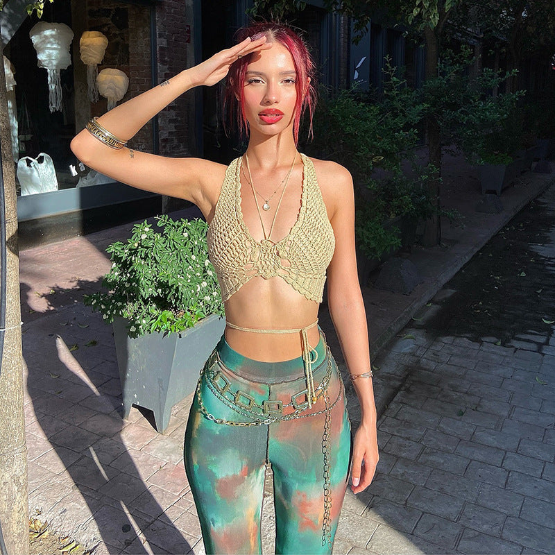 Free shipping   new fashion tie-dye printing slim-fitting high-waisted micro-pull pants women's casual pants