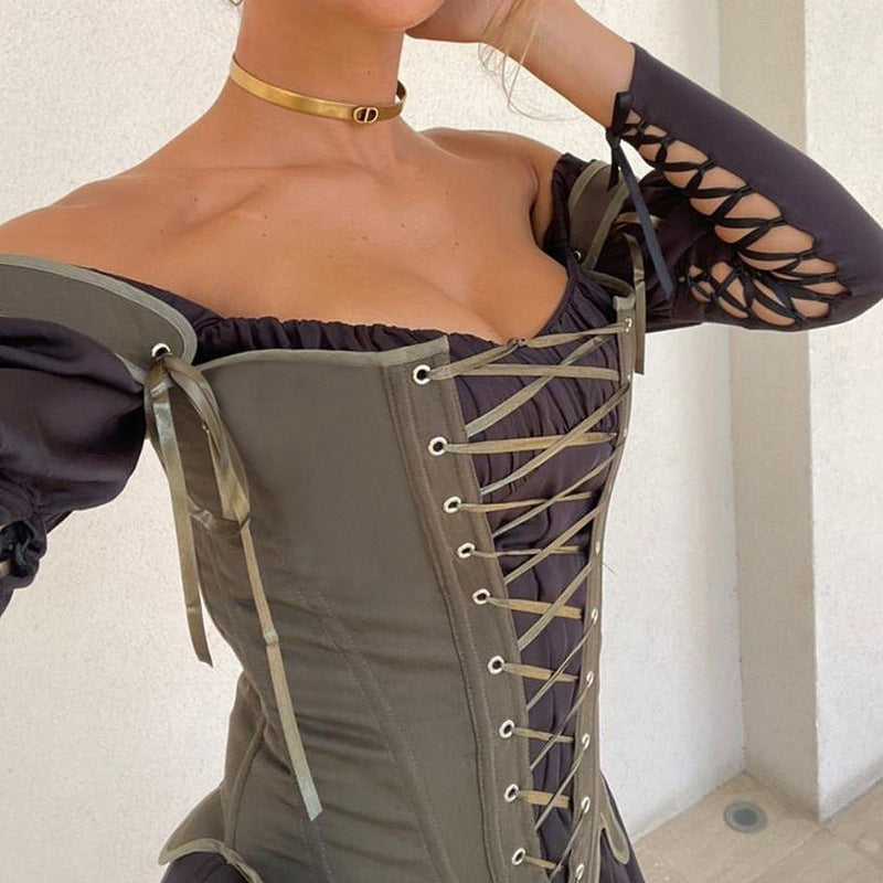 Free shipping Tattoo A21TP175 foreign trade women's clothing summer new fashion strap fishbone waist slim sleeveless sexy European and American top tops