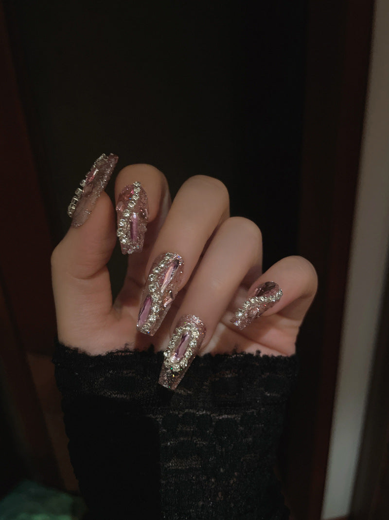 Fashion  nail Manicure Wear Nail Ins Advanced Pure Desire Wind Nail Patch Finished Product Wear Nail Full Diamond Big Diamond Nail Stickers U3