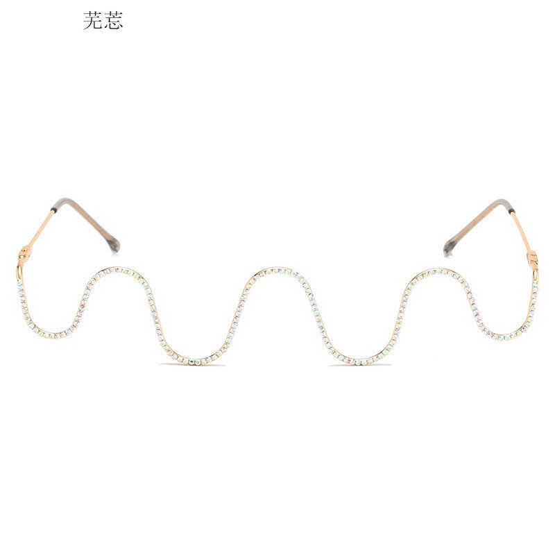 Women's fashion glasses 2024 新款跨境镶钻女士装饰眼镜欧美金属半框街拍S形个性眼镜架