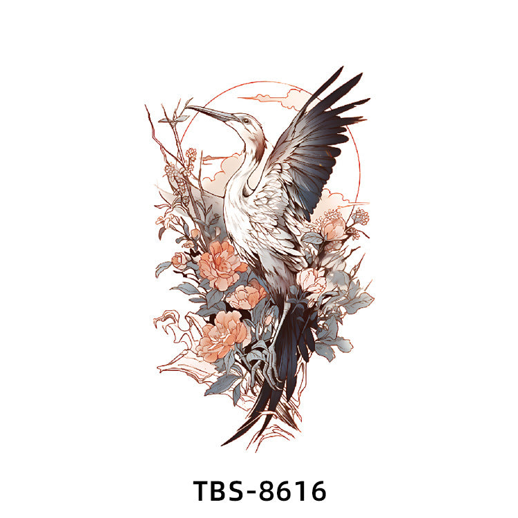 Free shipping Tattoo New Wholesale Small Flower Arm Waterproof Tattoo Sticker Half Sleeve Arm Back Color Animal Skull European and American Tattoo Sticker Paper