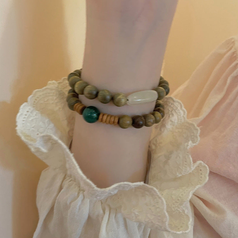 珠宝首饰新中式复古檀木手链 个性设计感串珠手串国潮新款百搭手饰批发女
