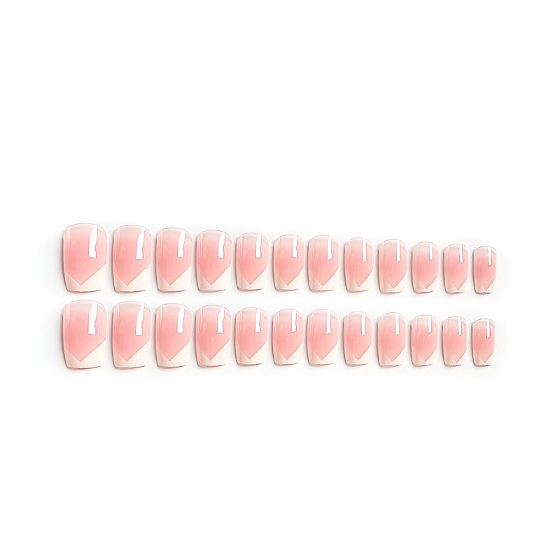 Fashion  nail Wearable Nail Sticker French Rouge Wear Nail Polish Nail Shaped Piece Removable Nail Patch Finished Product Y30