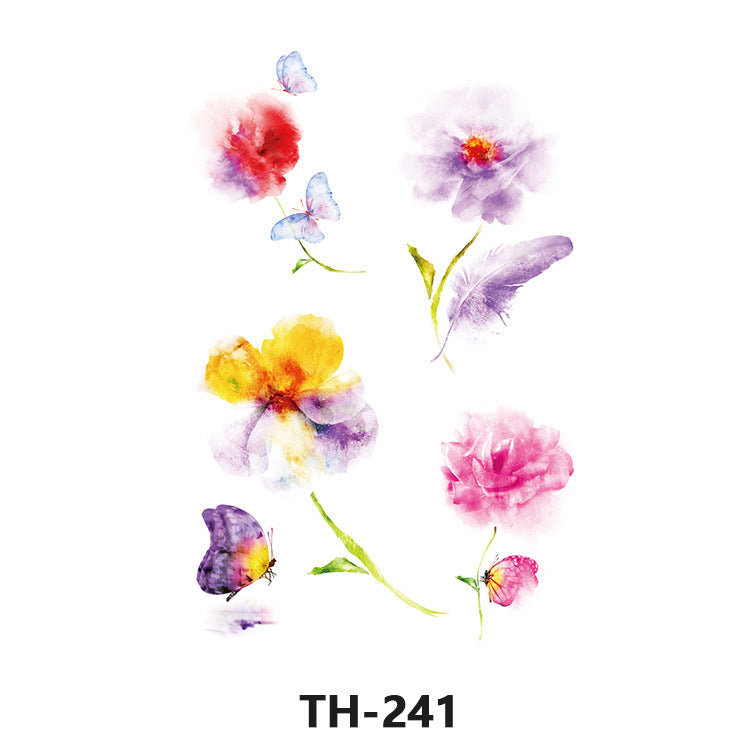 Free shipping Tattoo Factory Sticker Tattoo Tattoo Sticker Simulation Tattoo Sticker Paper Flower Color Water Transfer Stickers Sweatproof and Waterproof Direct Wholesale