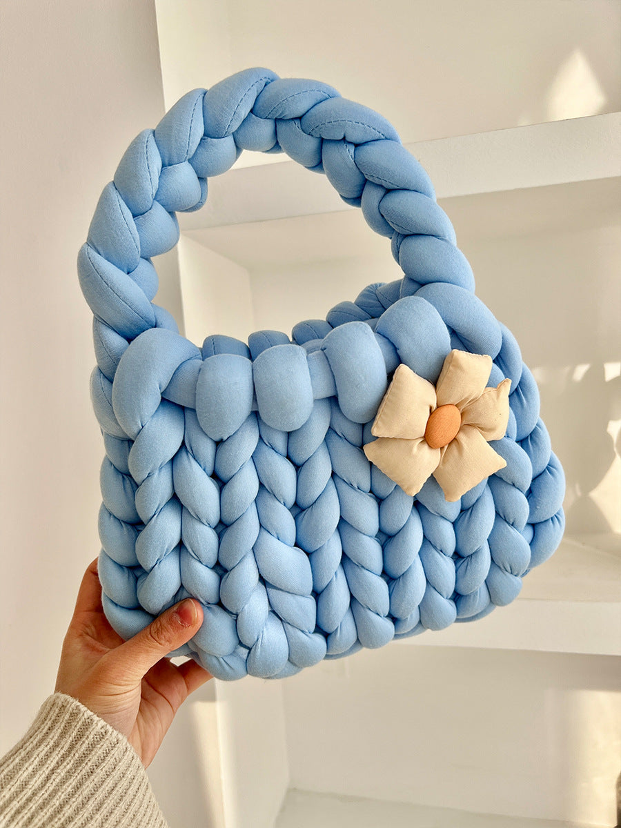 Dopamine Bag Free shipping Tattoo Dopamine flower Icelandic wool bag DIY hand-woven bag thick wool material bag hand-woven homemade women's bag