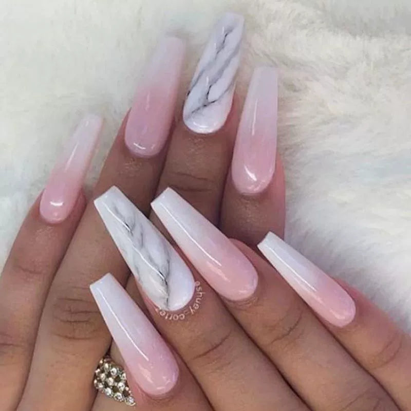 (Hand made nail) European and American long wearable nail patches, fake nail patches, student detachable internet celebrity ballet armor