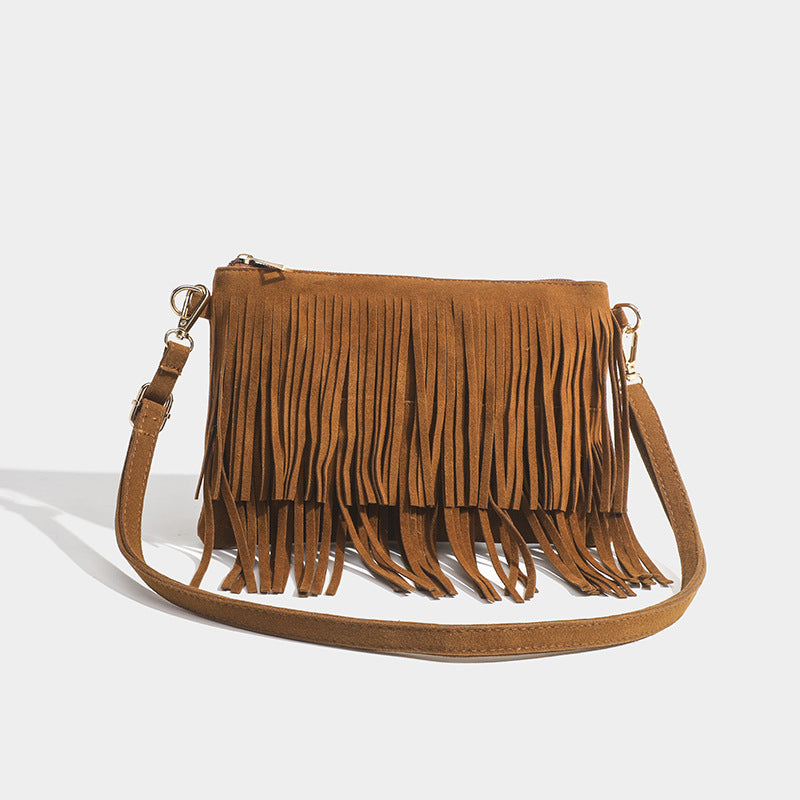 Dopamine Bag Free shipping Tattoo Shenglan leather goods cross-border Amazon American new matte tassel retro saddle bag dopamine wear messenger bag