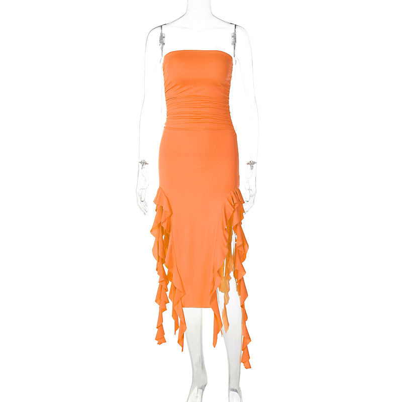 Free shipping   new fashion sexy personality chest wrapping irregular dress foreign trade wholesale tops