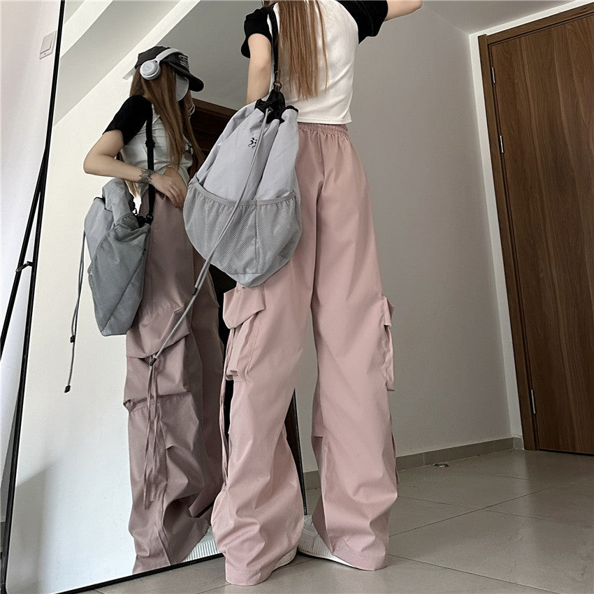 Dopamine pants Free shipping Tattoo American college dopamine babes overalls women's spring and summer original versatile loose hip-hop trousers hip-hop wide-leg trousers