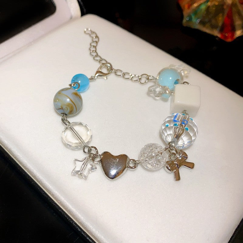 珠宝首饰多巴胺彩色陶瓷海星手链小众ins设计感手串闺蜜百搭diy手饰女批发