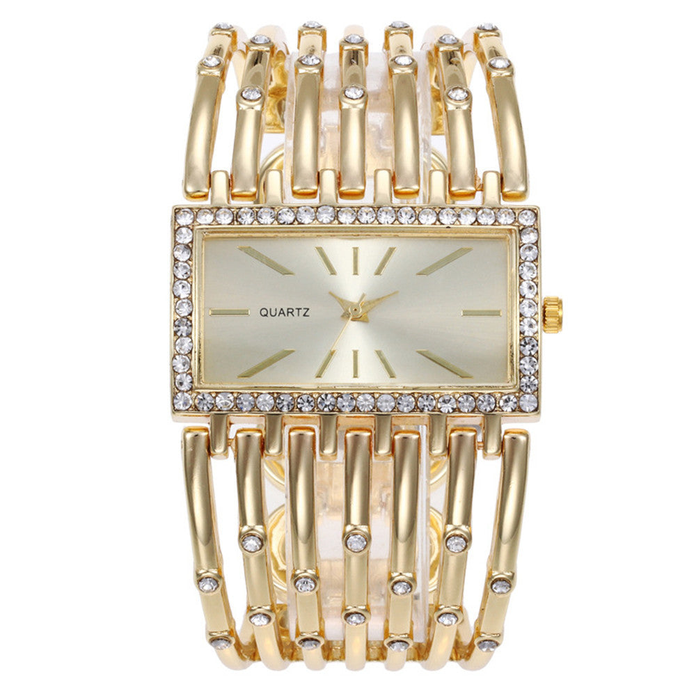Women's fashion watch 热销速卖通外贸套装不锈钢女士手镯石英手表 休闲镂空女士腕表